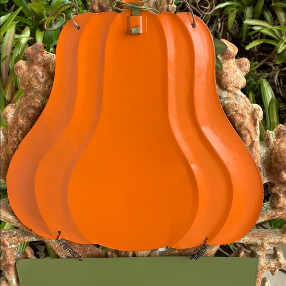 Vintage “Happy Harvest” Fall Orange and Black Animal Print Pumpkin Decoration - Picture 7 of 8